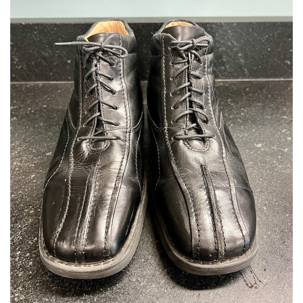 Bata‎ Men's Black Leather Lace Up Dress Boot Sz 41 (US 8) Made In Italy